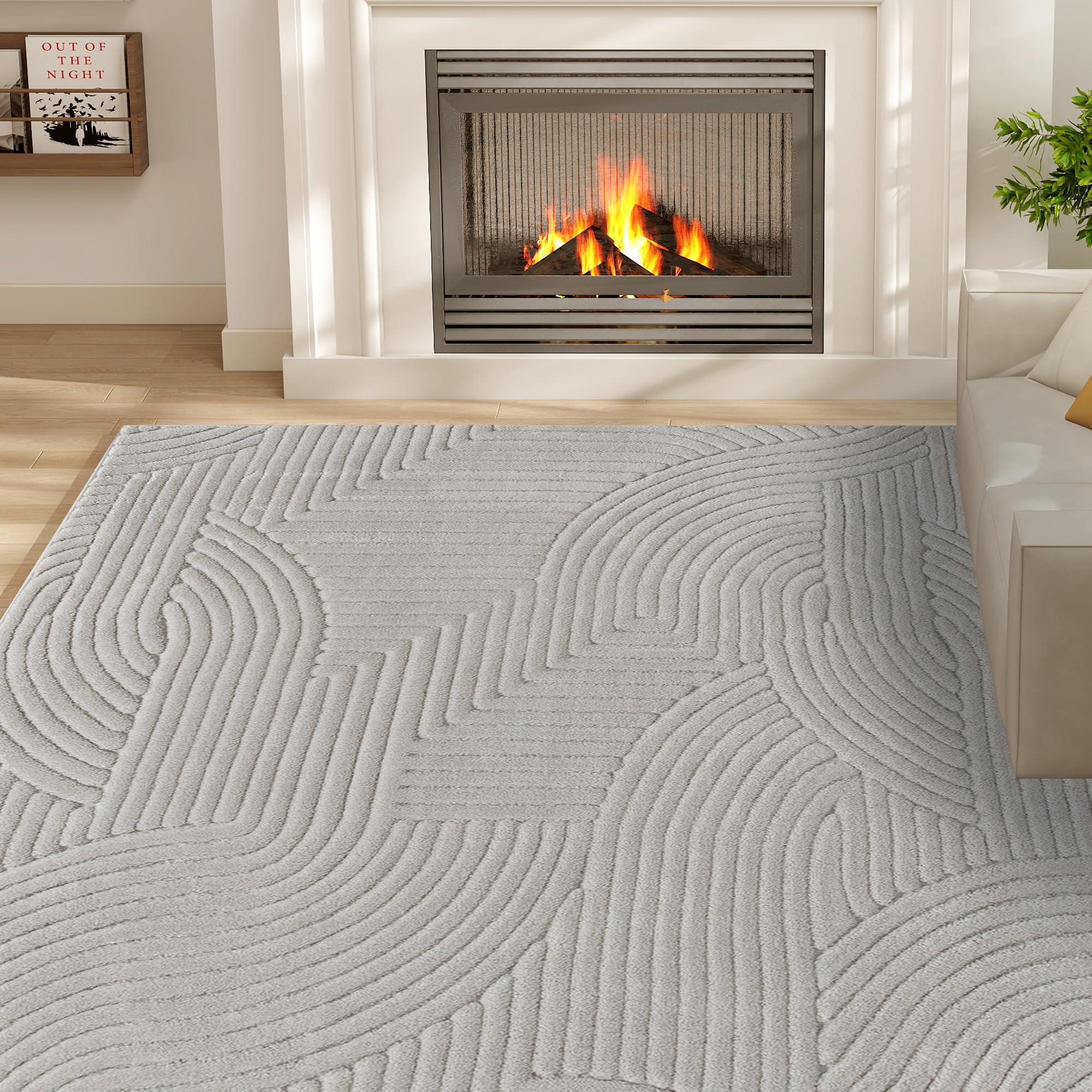 HOMCOM Alfombra Salón 230x160 cm Alfombra Pelo Corto Estilo Moderno Gris | Base Antideslizante, Tejida a Máquina, Tapete, Sala de Estar, Dormitorio, Comedor