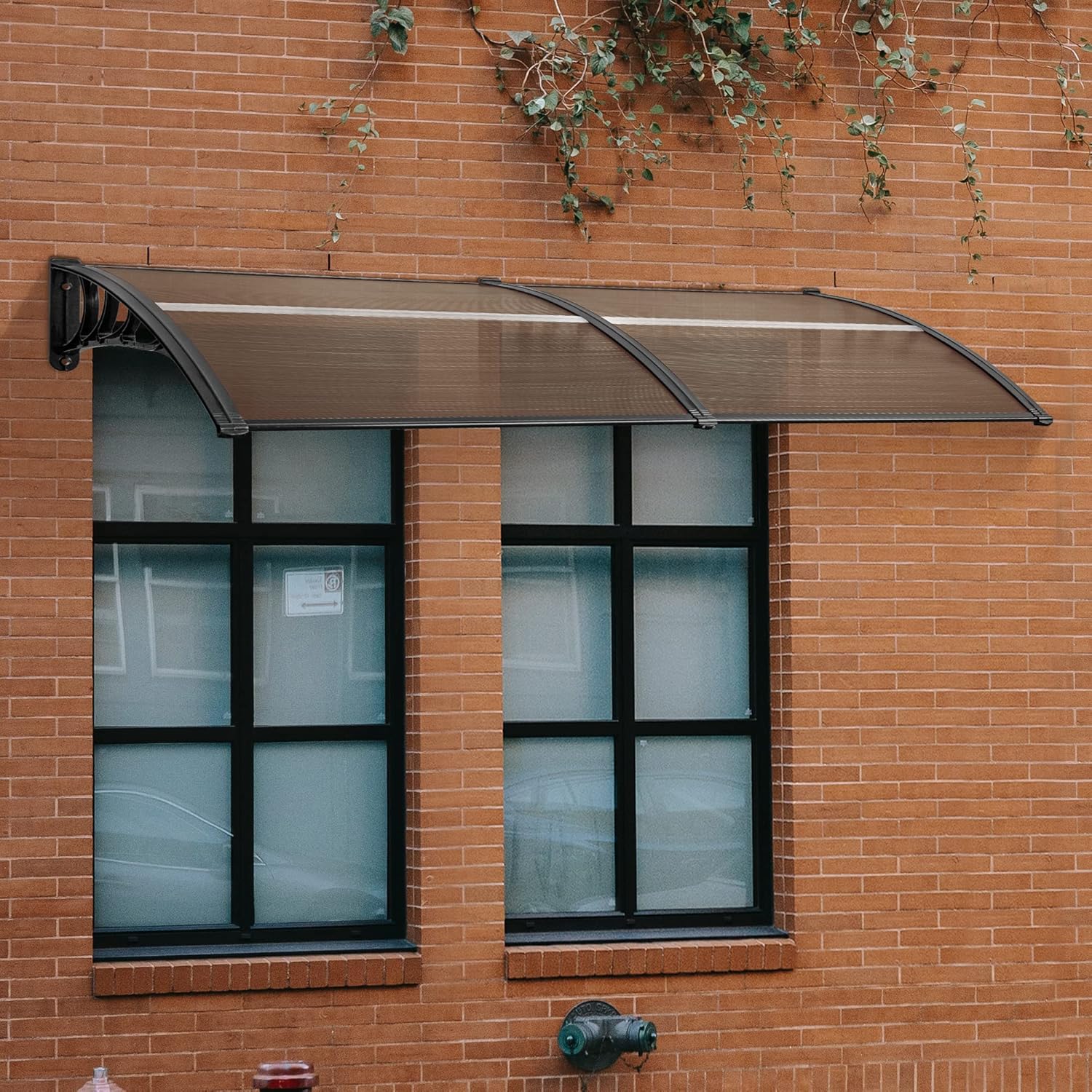 Mcombo 40"X80" Window Awning Outdoor Polycarbonate Front Door Patio Cover Garden Canopy 6055-4080(Dark Brown)