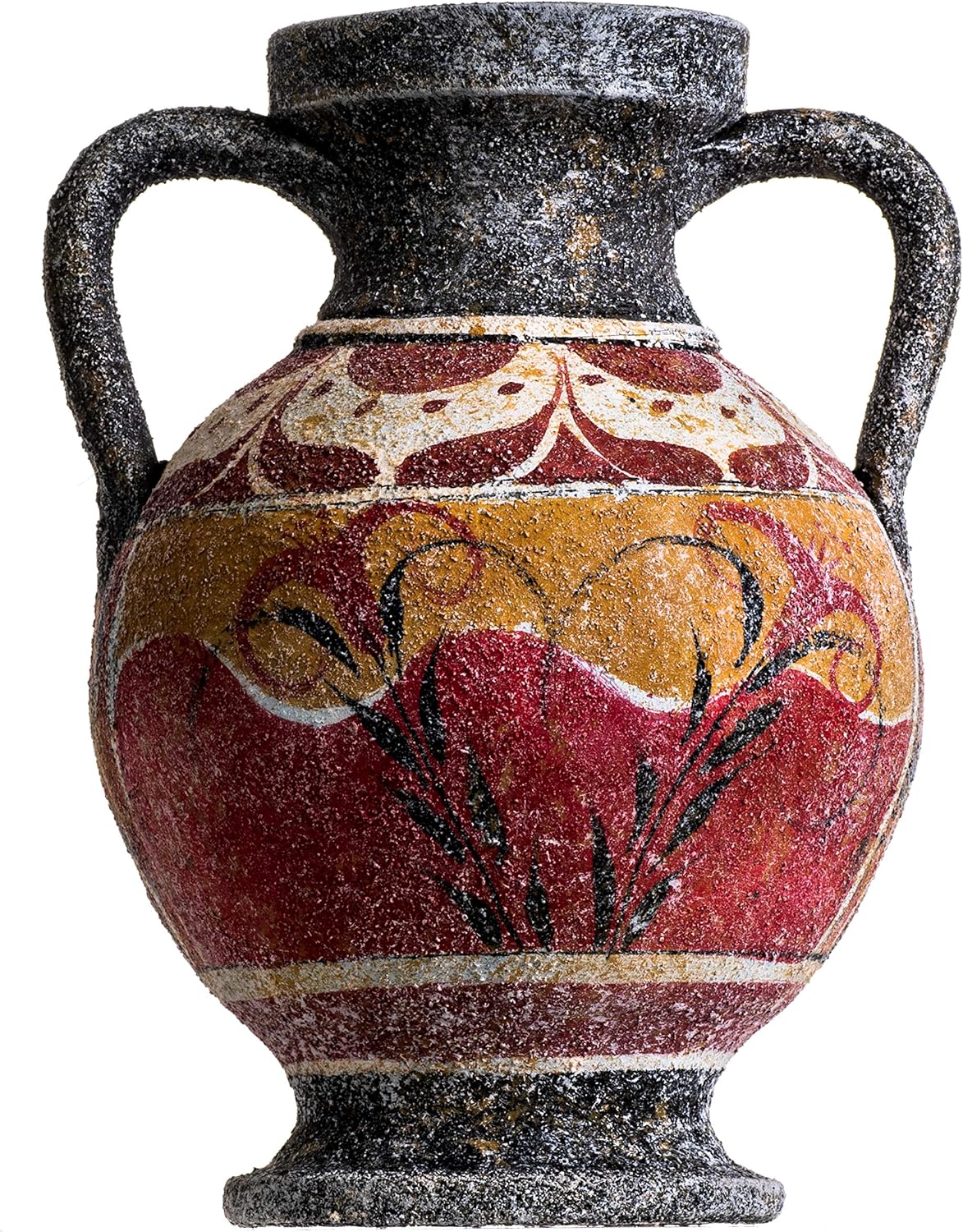 Ancient Greek Minoan Amphora Fisherman Handmade Ceramic Pottery Vase Small