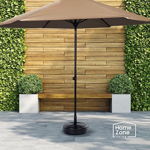 Miniatura 7 de Home Zone Living Soporte redondo de 40 libras para sombrilla de patio, 18 pulgadas, soporte para postes, agua, arena, se adapta a postes de hasta