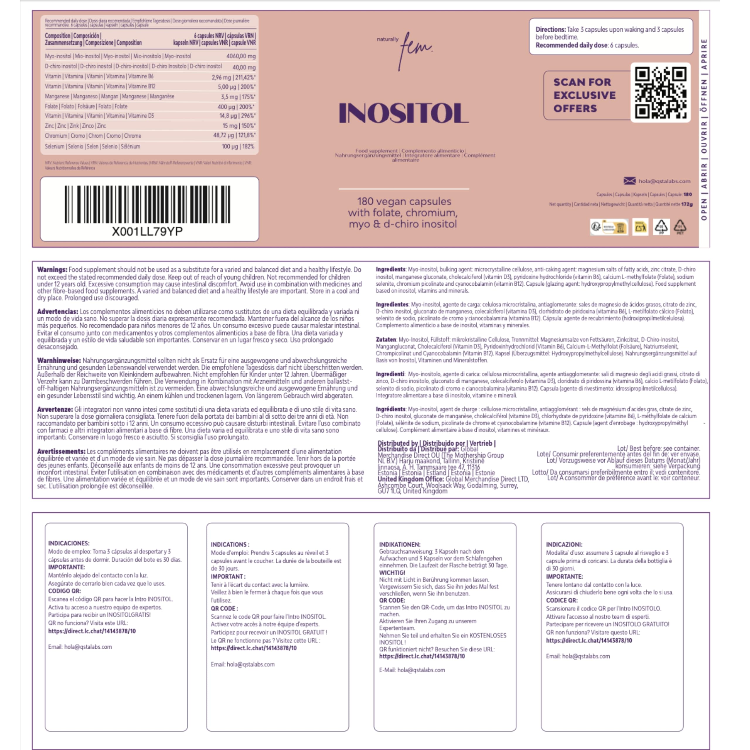 Myo- & D-Chiro-Inositol Komplex 4100 mg – 2er-Bundle für 2 Monate Versorgung – 9-in-1 mit aktivem Folat (5-MTHF), Chrom, Zink, Vit. B6, B12 & D3 – Vegan & ohne Zusätze – 360 Kapseln