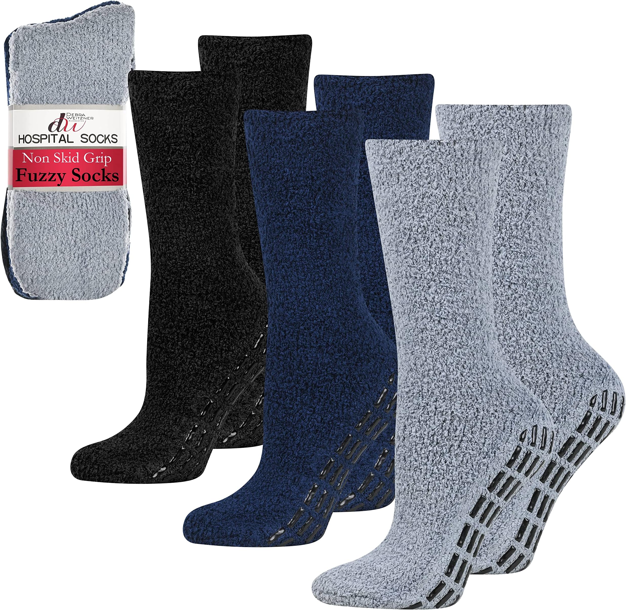 Debra WeitznerNon-slip Hospital Socks Fuzzy Slipper Grip Socks For Women Men 3 Pairs