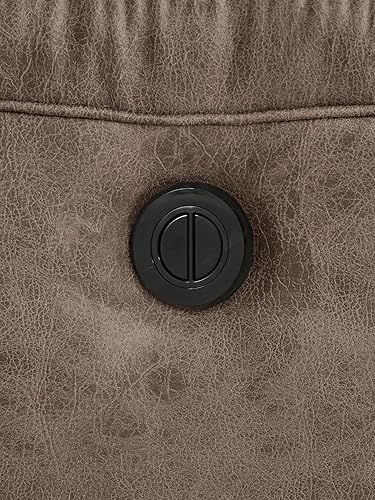 Miniatura 9 de Signature Design by Ashley Stoneland - Sofá biplaza reclinable manual de piel sintética con consola central, color marrón claro