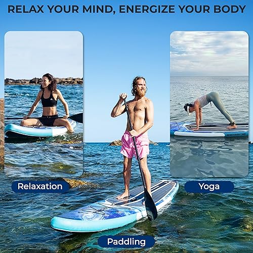 Miniatura 2 de SereneLife Tabla inflable de remo para pie, antideslizante con paleta, bomba, correa y accesorios completos, agradable tabla de remo de agua para
