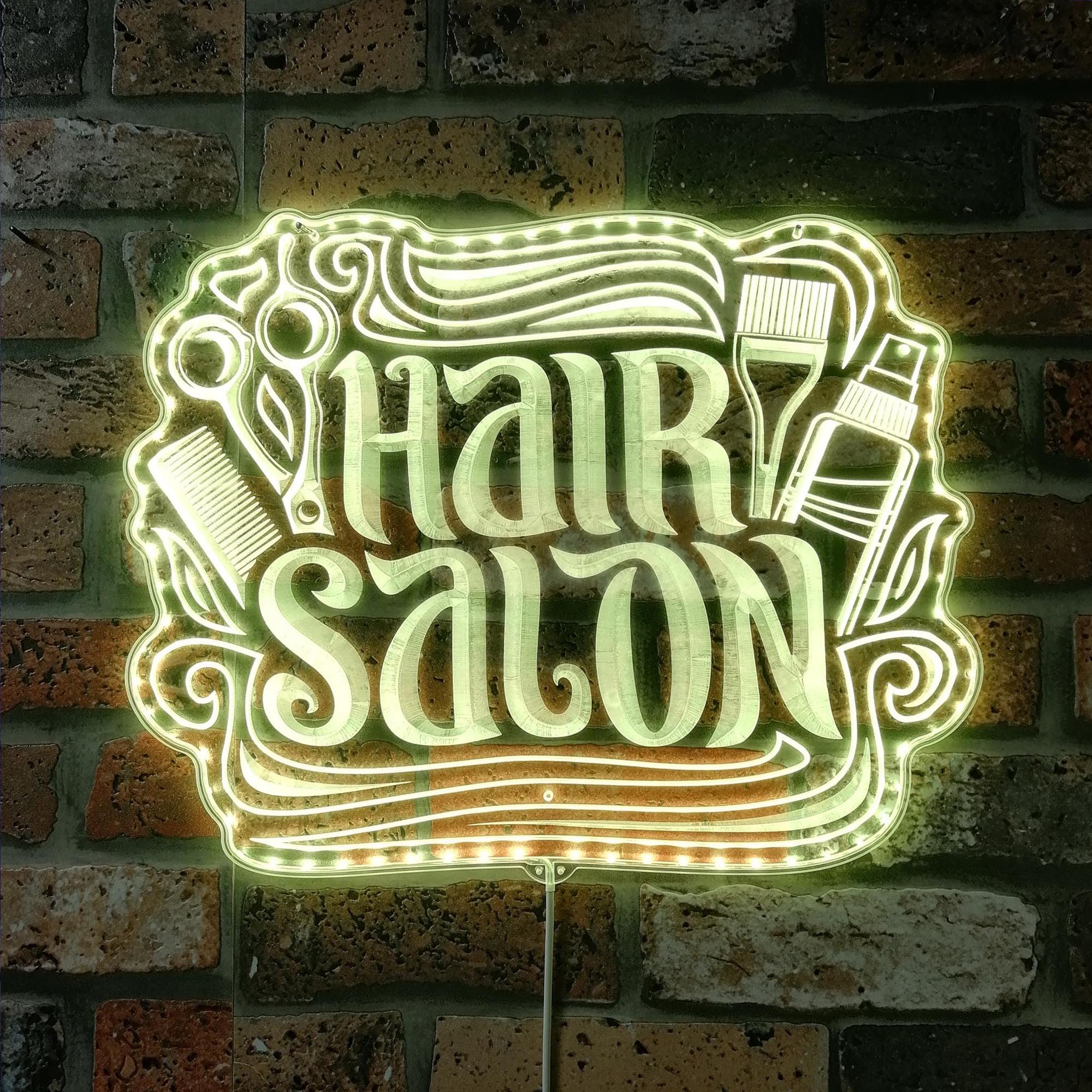 ADVPRO Hair Salon Accessories Tools RGB Dynamic Glam LED Sign - Cut-to-Edge Shape - Smart 3D Wall Decoration - Multicolor Dynamic Lighting st06s86-fnd-i0099-c