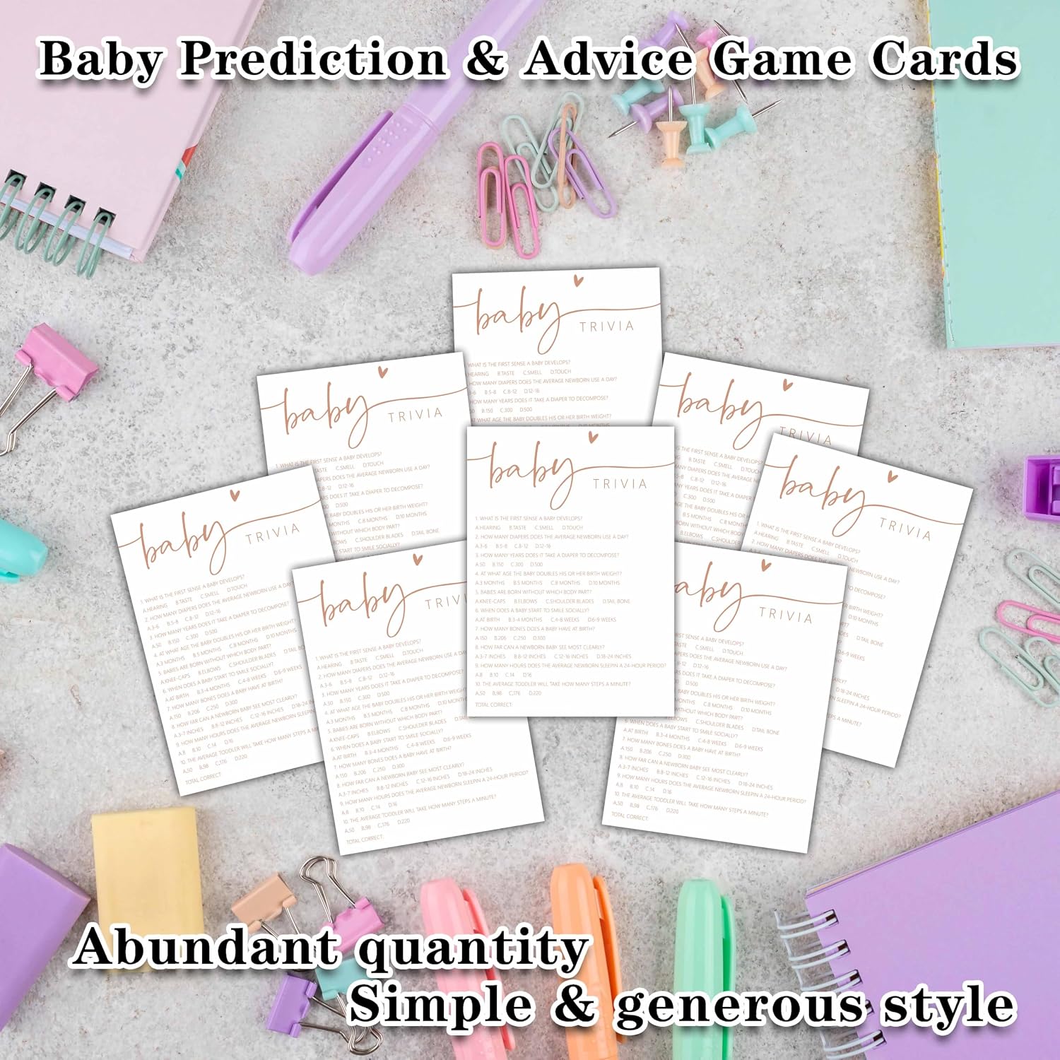 Baby Shower Games Cards, Baby Trivia Game, Minimalism Boy or Girl Baby Gender Reveal Party Favors Decorations and Supplies, 25 Pcs Double-Sided - C04 image 3