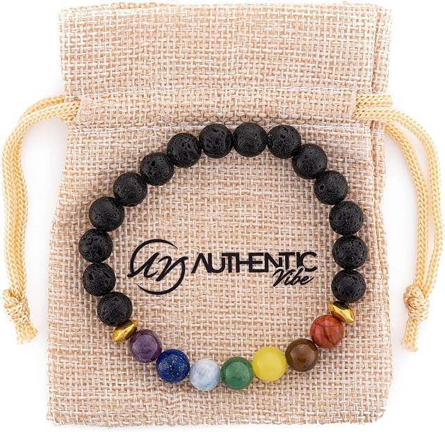 AUTHENTIC VIBE Chakra Bracelet  Reiki Chakra Bracelet for Men and Women Spiritual Bracelet with 7 Gemstones  Beautiful and Colourful Design  Yoga Crystal Natural Stone Jewellery