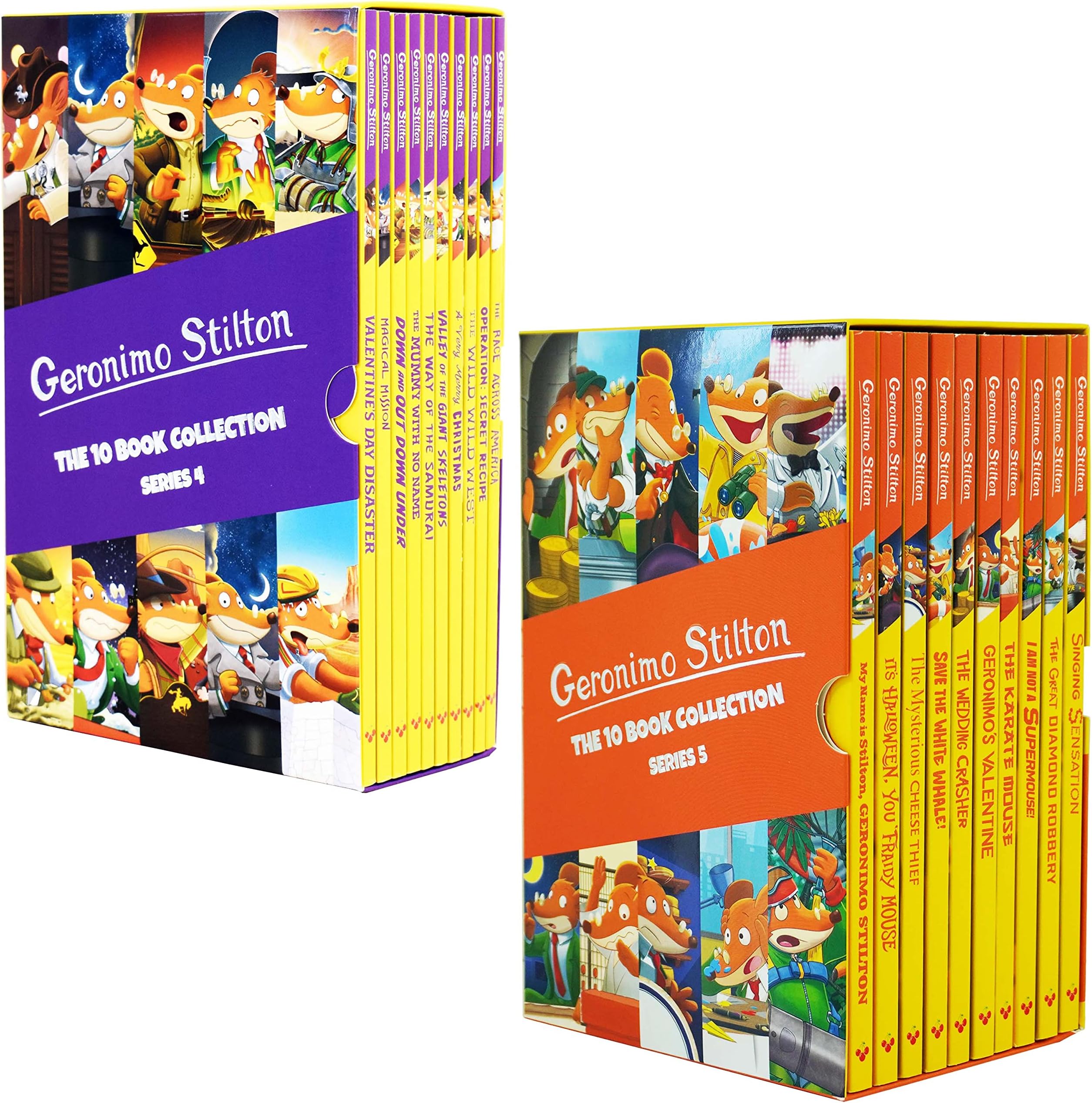 Geronimo Stilton Series 4 & 5 Collection 20 Books Box Set(The Wild,Wild West, Operation: Secret Recipe, Magical Mission, A Very Merry Christmas, The Way of the Samurai, The Race Across America &More…)