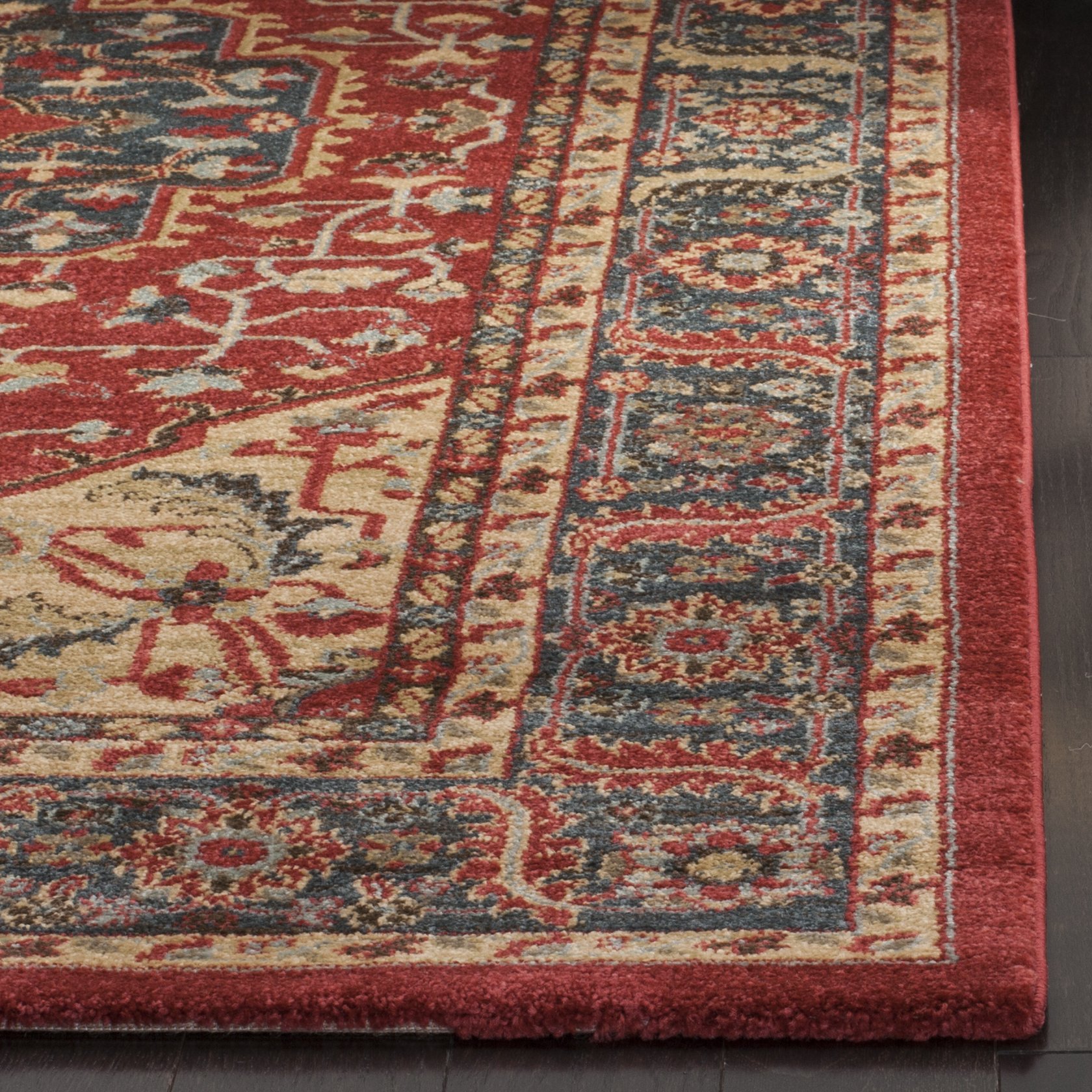 SAFAVIEH Traditionell Teppich für Wohnzimmer, Esszimmer, Schlafzimmer - Mahal Collection, Kurzer Flor, Marineblau und Rot, 155 X 231 cm