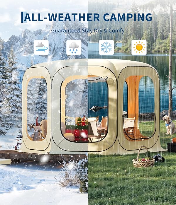 Garvee 10x10 Ft Outdoor All Weather Pop Up Tent, 6-8 Person Instant Tent Shelter, Rainproof Camping Sun Shelter Coldproof & Windproof for Patio, Backyard, Deck, Sports Events, Beige by Garvee - Image 4
