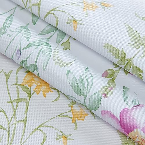 Miniatura 6 de Newbridge Mantel de vinilo con parte trasera de franela de vinilo floral de campos de flores silvestres de Pascua, mantel de vinilo de fácil cuidado