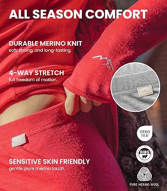 100% Merino Wool Base Layer Women Pants - Thermal Leggings Underwear
