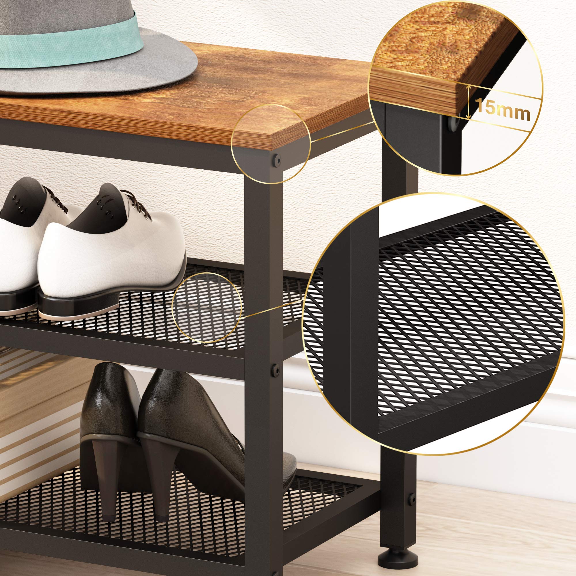 JOISCOPE Shoe Bench,3Tier Shoe Rack,Industrial Shoe Storage