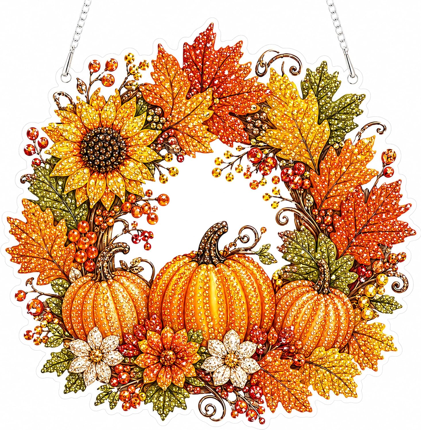 Halloween Diamond Art Hanging Kits for Adults Beginners, DIY Acrylic 5D Special Shaped Crystal Diamond Gem Art Painting for Window Pendants Home Garden Wall Hanging Kits Hanging Ornament (Style A)
