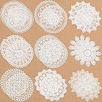 Mimorou 18 Pack 10 Inch Crochet Lace Doilies - Handmade Vintage Cotton Placemats, Rustic Table Coasters for Kitchen, Dining, Wedding Decor