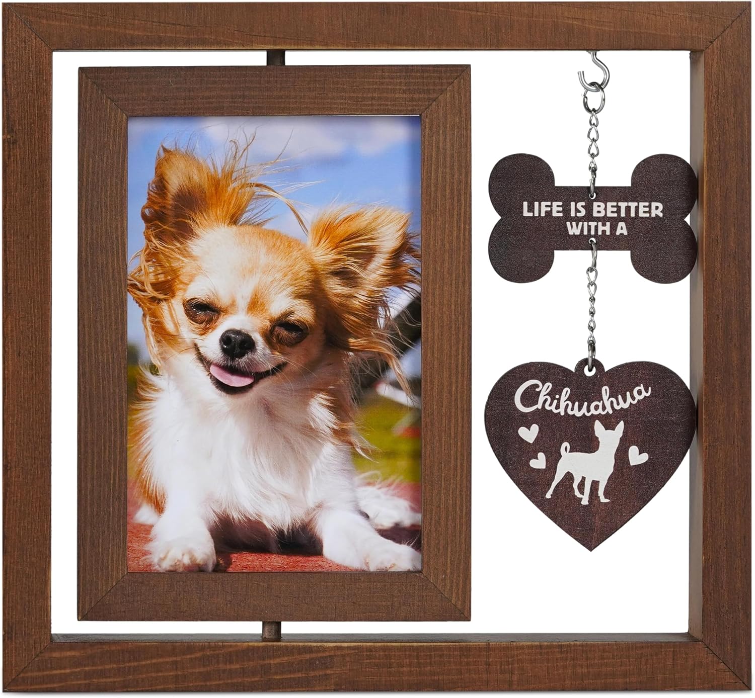 InnoBeta Chihuahua Gifts, Rotating Picture Frame, 4x6 Double-Sided Display Photo Frame, Life is Better with A Chihuahua