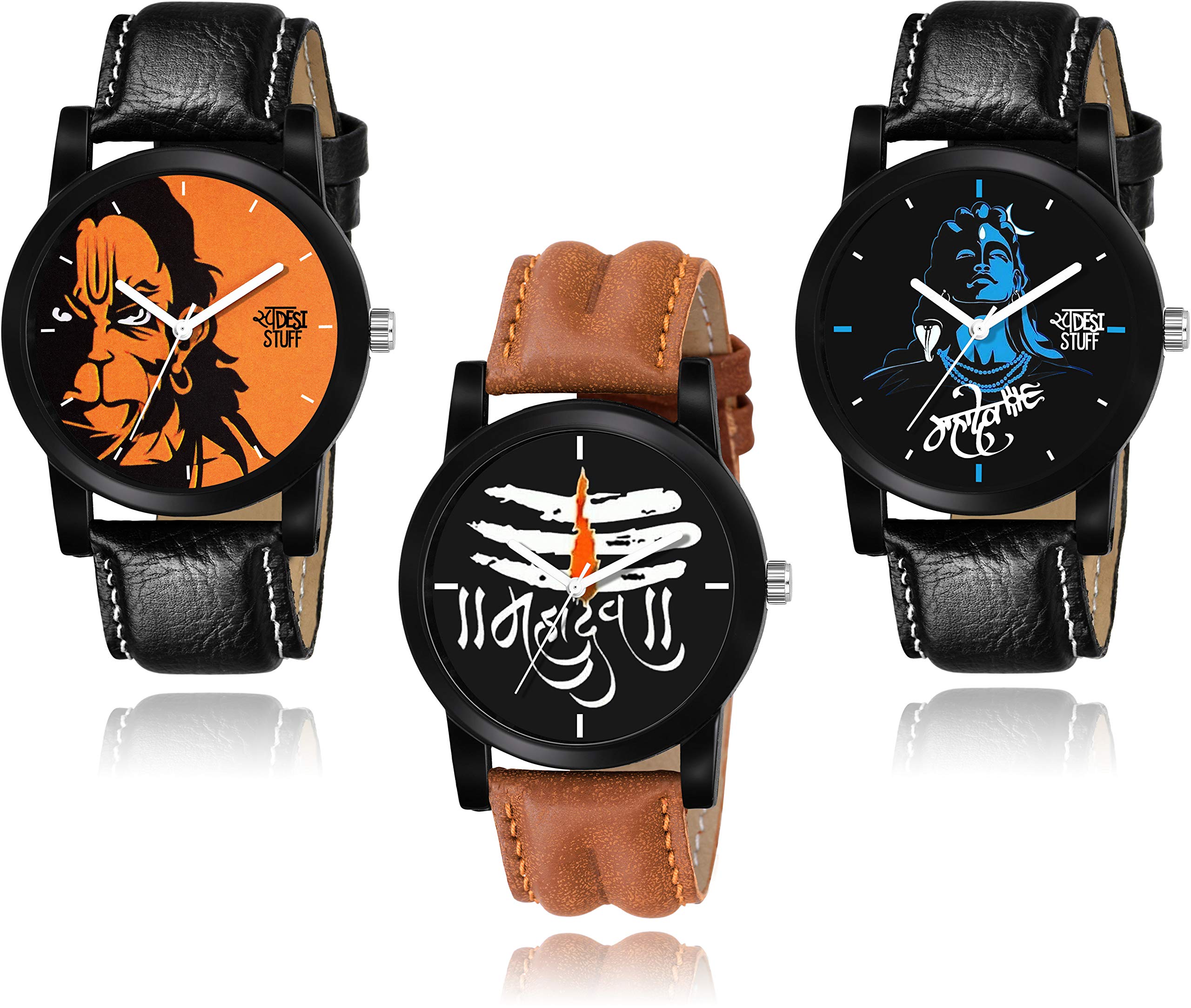 SWADESI STUFF Men Leather Watch Series Analog Mens Watch (Multi-Colour Dial Multi Colored Strap) (B08343QJ54) Amazon Price History, Amazon Price Tracker