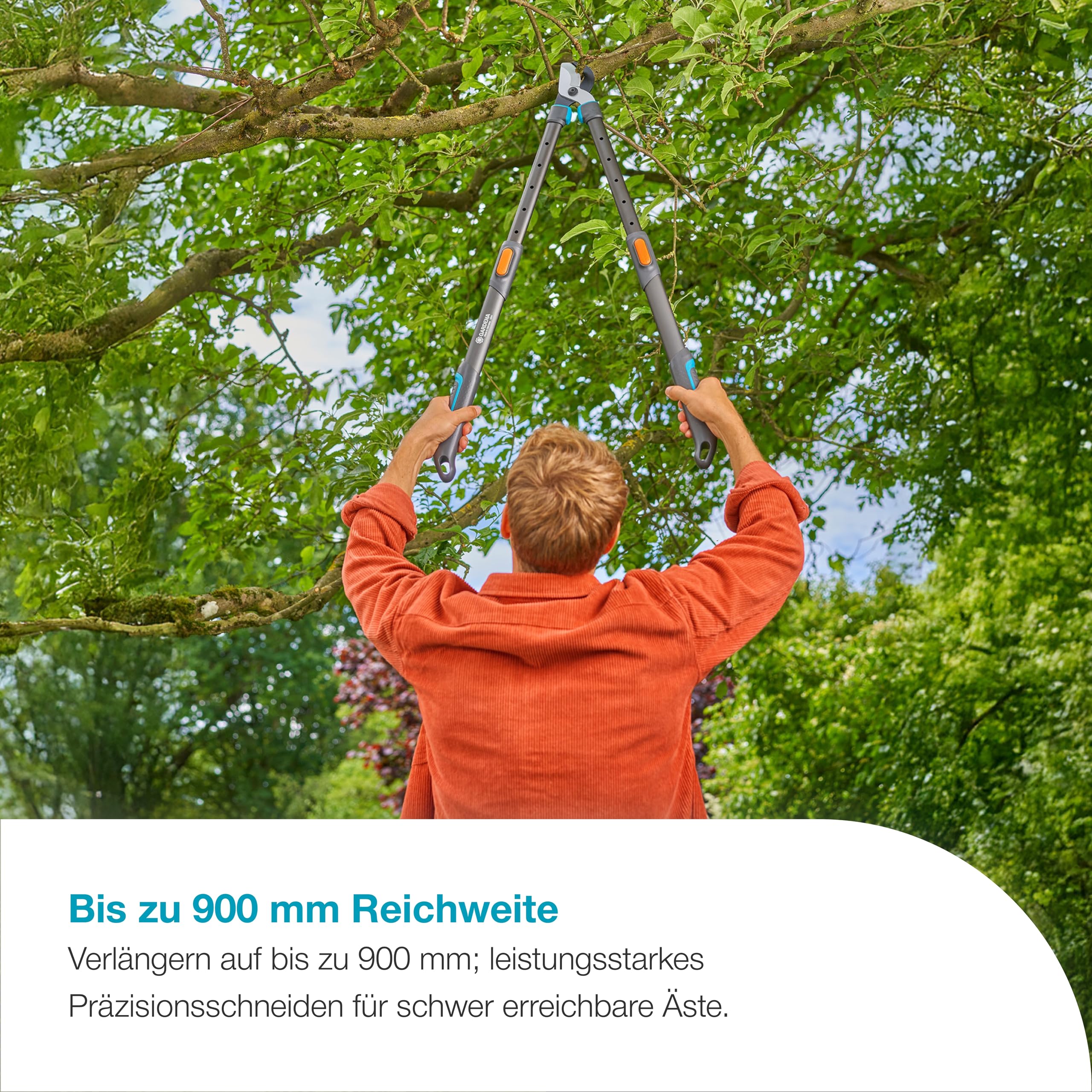 Gardena TeleCut Pro L Teleskop-Astschere für frisches Holz bis 50 mm verlängerbar bis 900 mm