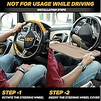 Vista 6 de EcoNour Escritorio para volante de automóvil 2 en 1 (beige) Bandeja para volante para laptop, comer, bebidas Bandeja rectangular de ABS