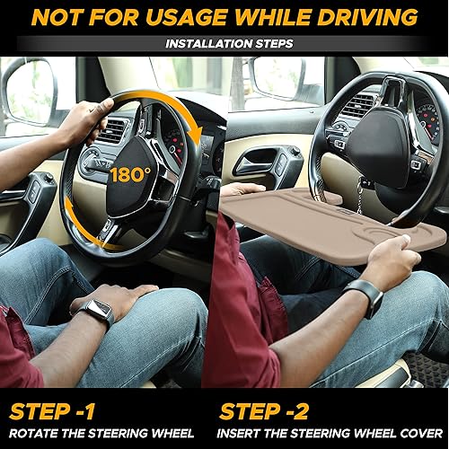 Vista 20 de EcoNour Escritorio 2 en 1 para volante de automóvil Bandeja para volante para laptop y alimentos Bandeja de mesa rosa para comer con soporte