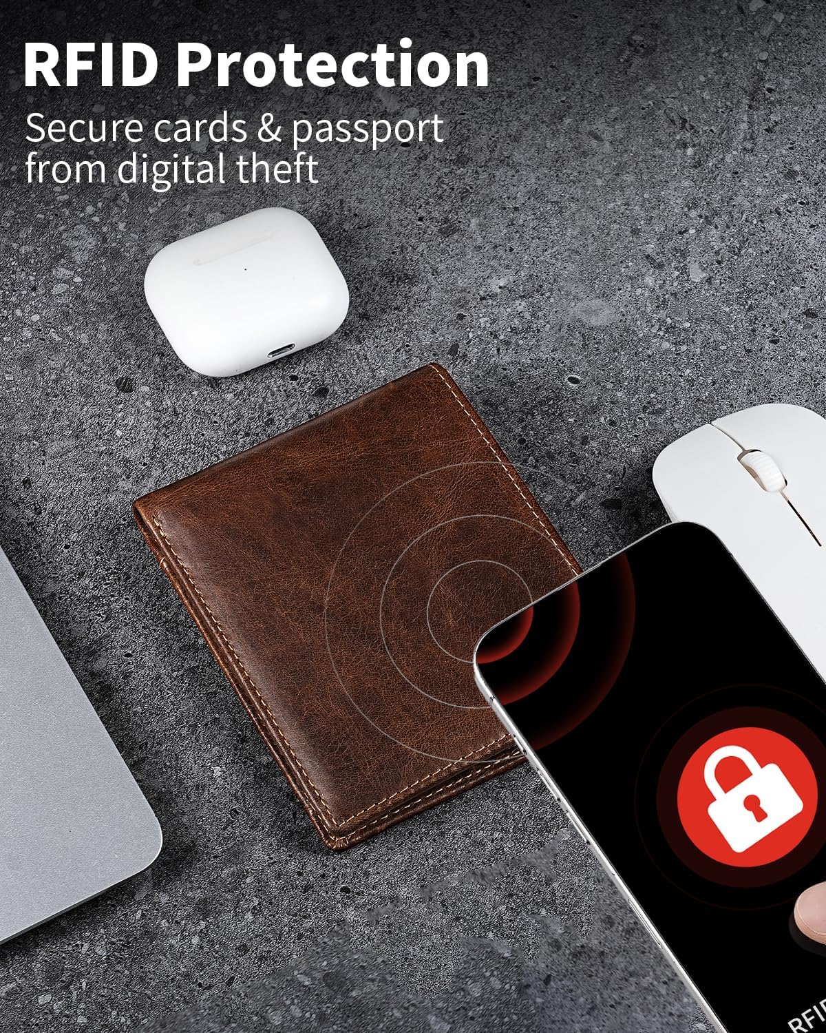 Genuine Leather Wallet for Men Bifold RFID Blocking Wallets with 12 Card Slots, 2ID Window & 2 Cash Pocket - Includes Gift Box (Coffee Brown) - Image 4