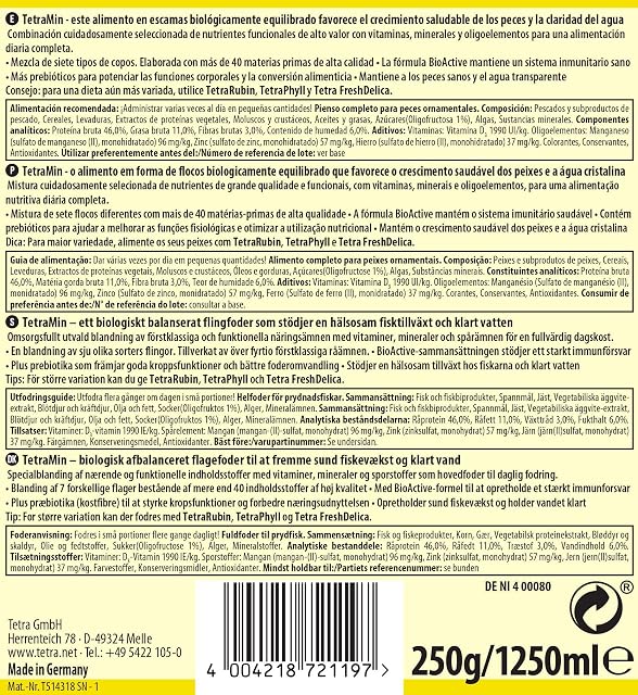 Foto 2 de 5 de Tetra Min Flakes, Alimento para peces en forma de escamas, para peces sanos y aguas claras, 1 l