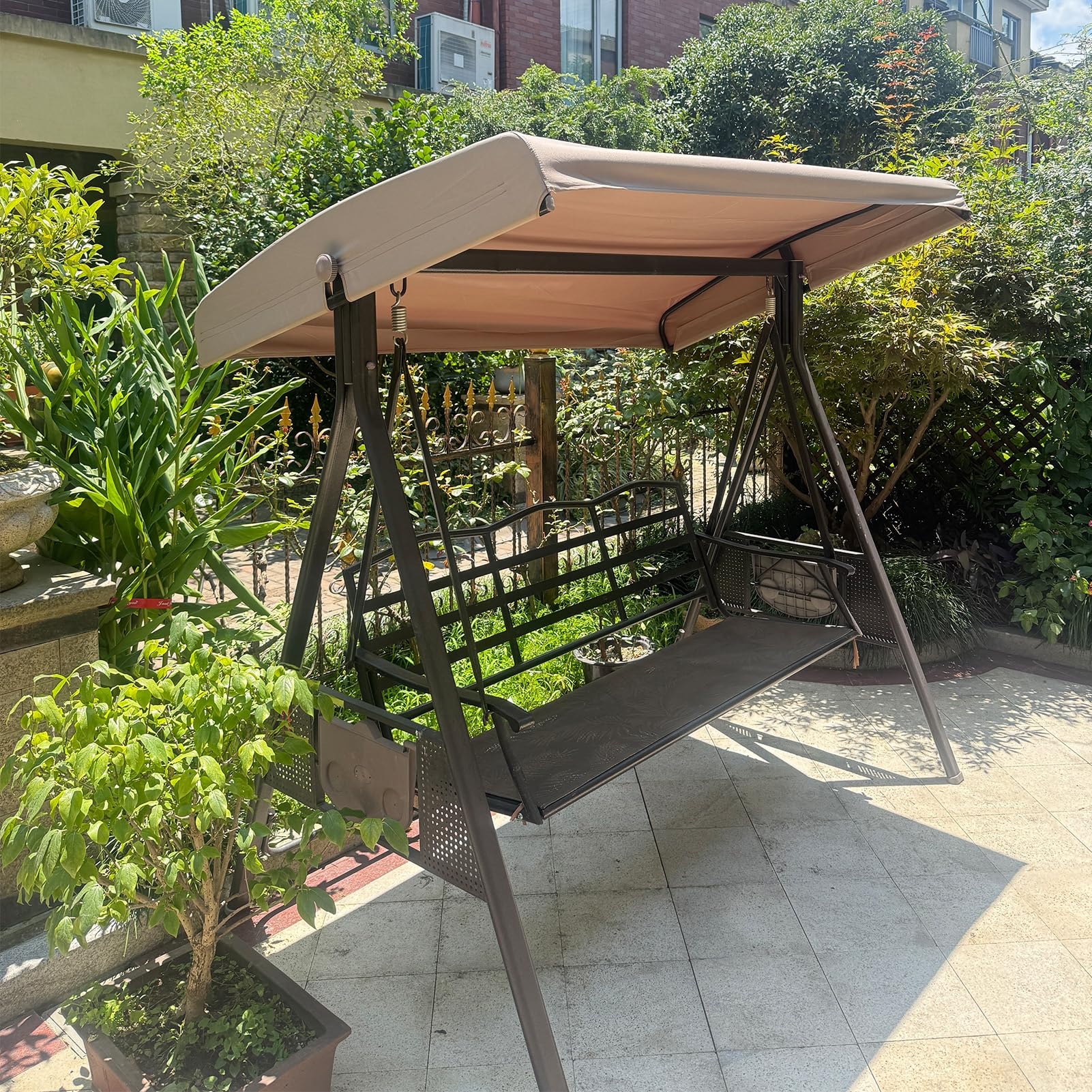 Baldacchino di Ricambio per Dondolo da 2-3 posti,Copertura Impermeabile per Amaca da Esterno,Protezione Solare,Copertura per Patio per Cortile Parco Balcone,2 Seater:158x118cm/62x46.4in
