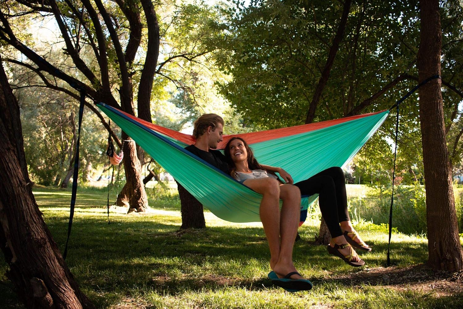 Bear Butt #1 Double Hammock, A Start Up Company Gear at Half The Cost of The Other Guys, Touquoise/Dark Blue/Coral : Sports & Outdoors