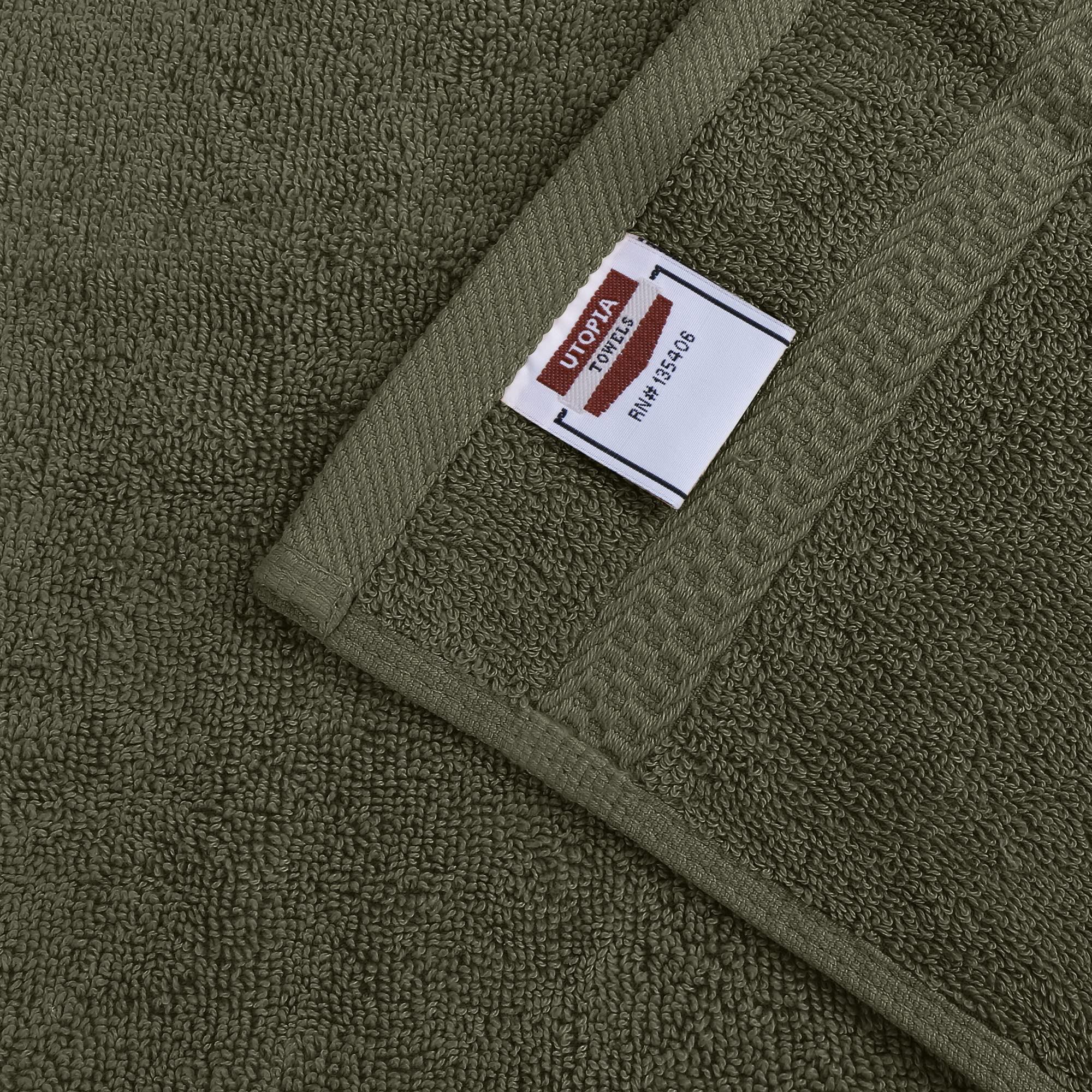 Utopia, Set di 8 asciugamani composto da 2 teli bagno, 2 ospiti e 4 lavette, in 100% cotone filato ad anelli da 600 g/m², altamente assorbenti, per bagno, palestra, hotel e spa (verde oliva opaco)