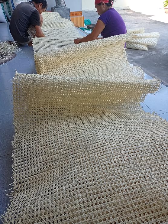 24 Width Rattan Webbing for Caning Projects Natural Pre - Woven Open Mesh Cane - Cane Webbing Sheet (3 FEET)