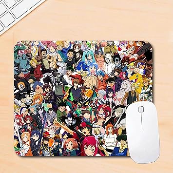 Woopme Cartoon Theme Sticker Bomb Animation Character Printed Mouse Pad Compatible for Laptop Computer Desktop PC Girls Kids Gaming Non Slip Rubber Base L x H 24 x 20 CMS