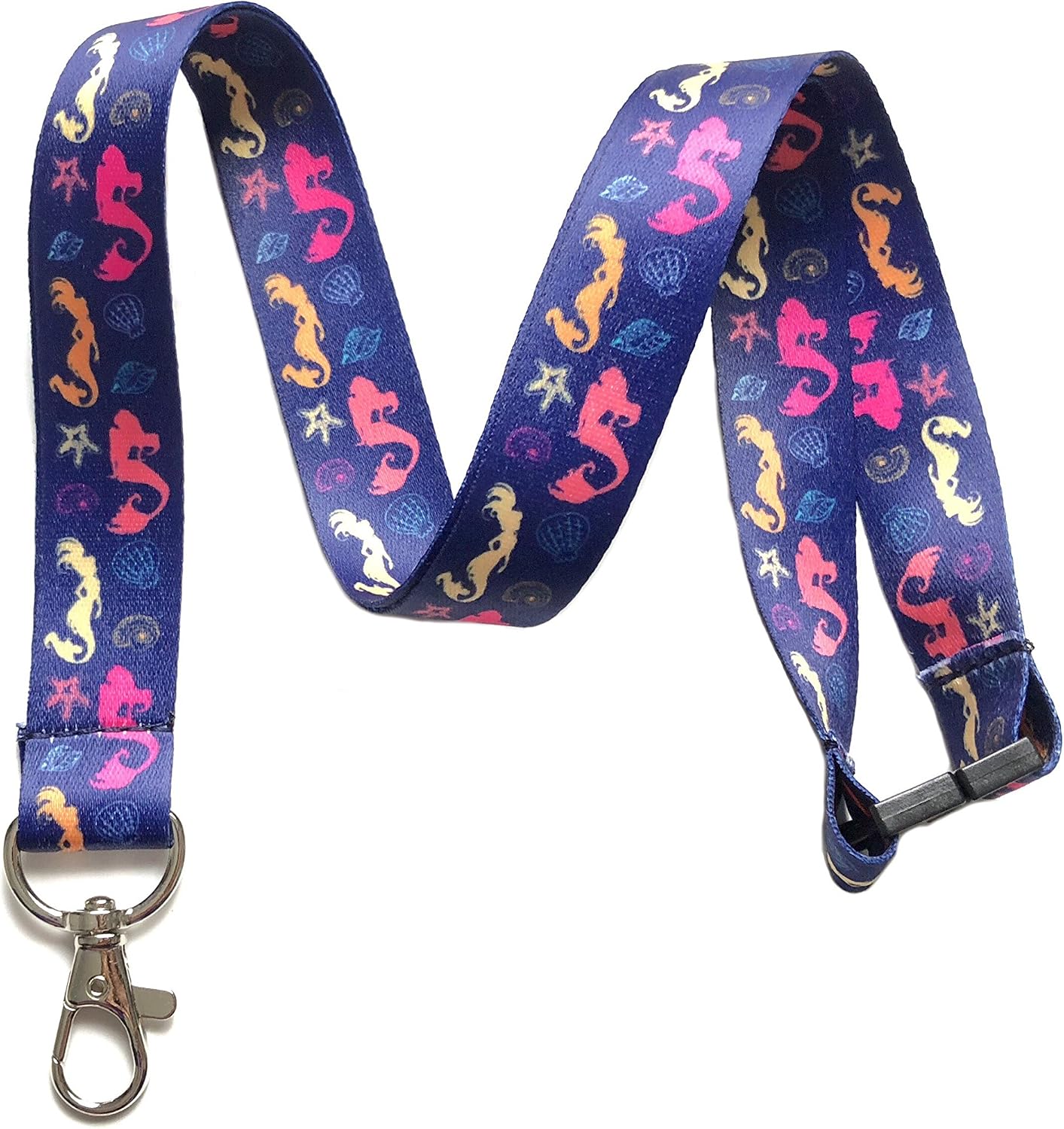 Mermaid Break Away Lanyard Key Chain Id Badge Holder, Neck Strap Lanyard with Clip, Multicolor