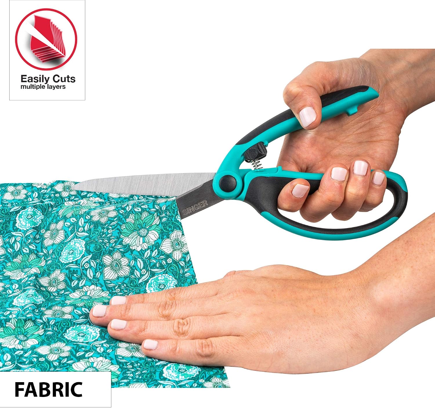 SINGER 9.5 inch ProSeries™ Spring Assist Fabric Scissors with Comfort Grip, 3 Pack of Sewing Scissors with Ergonomic Cutting Motion