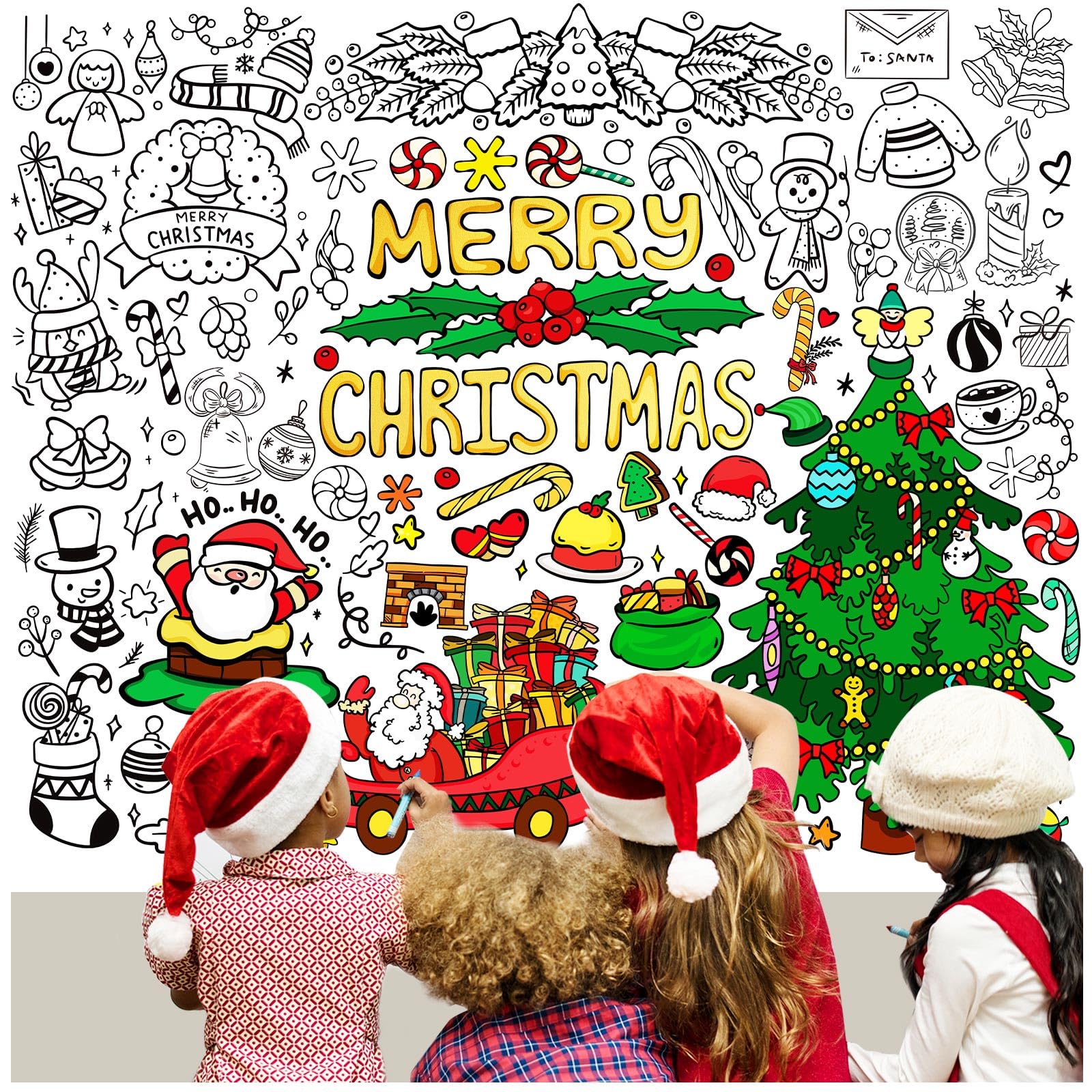 Christmas Giant Coloring Poster for Kids, 39.4 x 31.5 Inch