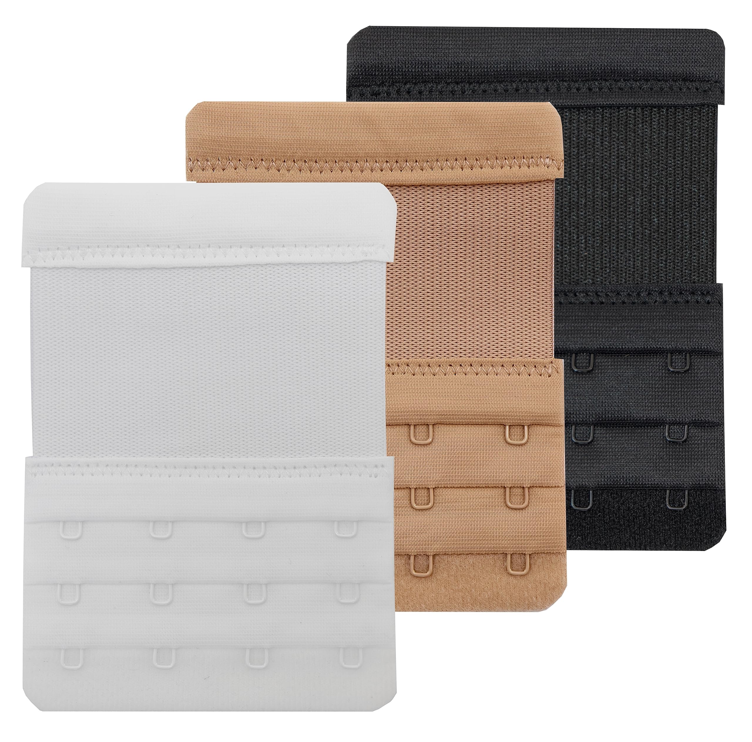 Tamlien Women's Bra Extenders 4 Hook Black, White, Skin Color 4 Hook Bra Extenders,Stretchy Soft And Comfortable Bra Strap Extender