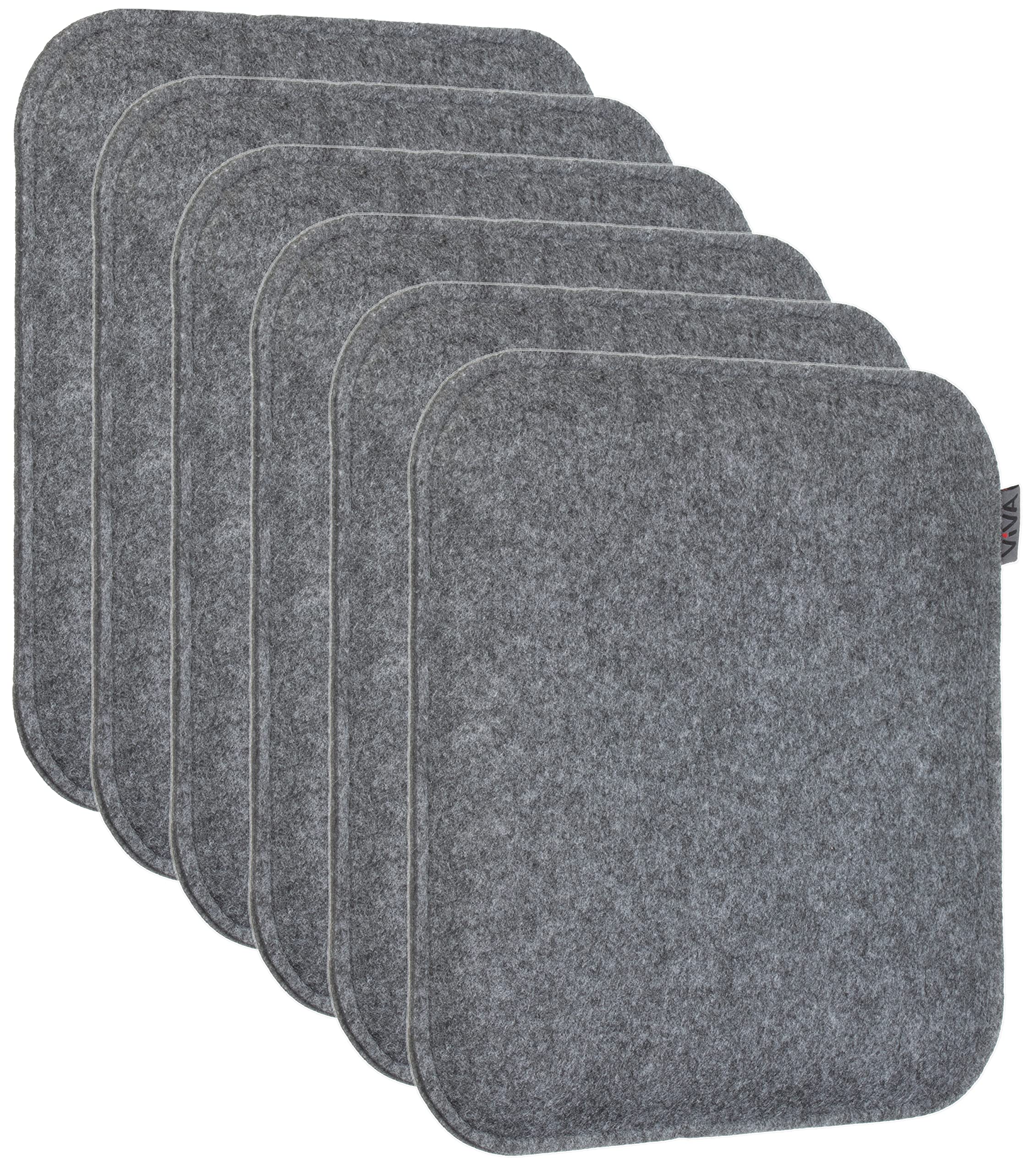Brandsseller 6er Set Sitzkissen aus Filz 35x35x2 cm – Robuste Stuhlauflagen für innen und außen, eckiges Sitzpolster, strapazierfähiges Kissen für Stühle - Dunkelgrau