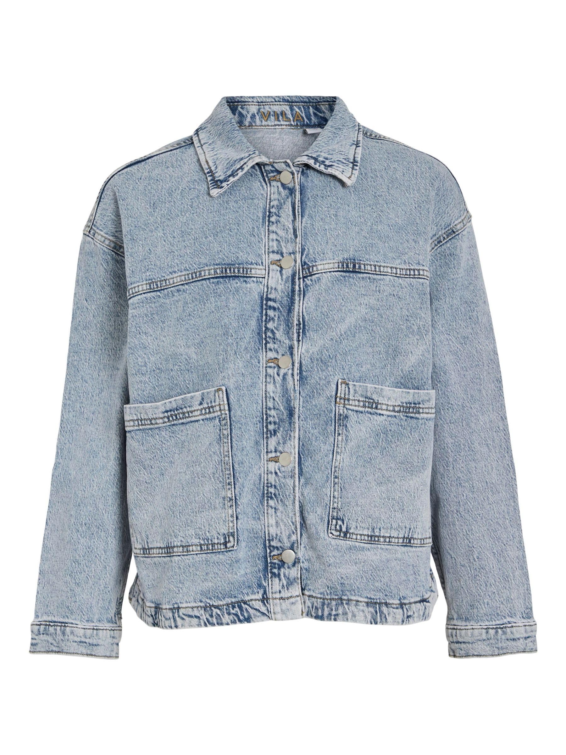 Vila Chaqueta Vaquera VIJAF para Mujer, Mezclilla De Color Azul Claro, 44