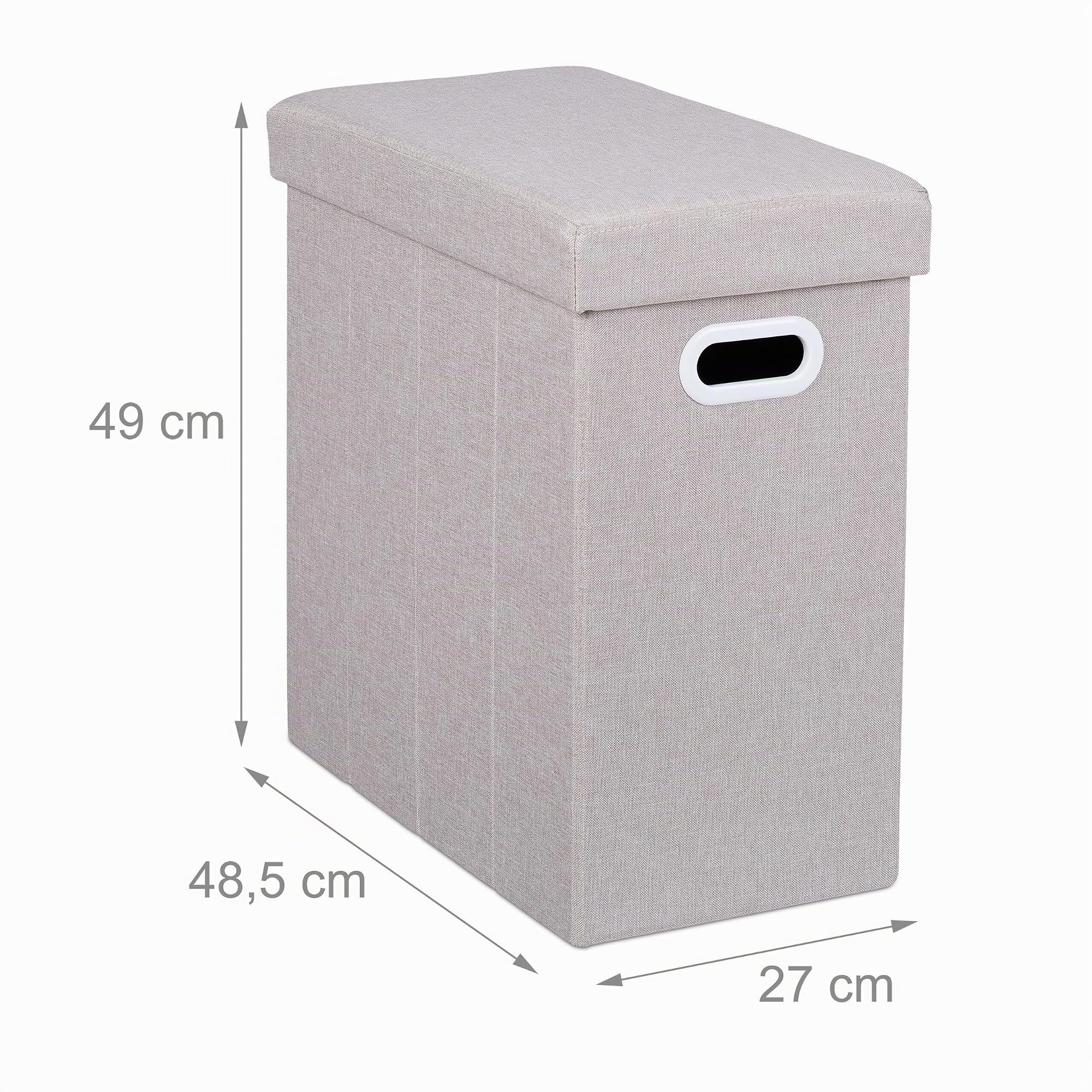 Relaxdays Taburete Plegable con Sitio de Almacenaje, Acolchado, de Tela, para Salón y Pasillo, 49 x 48,5 x 27 cm, Beige