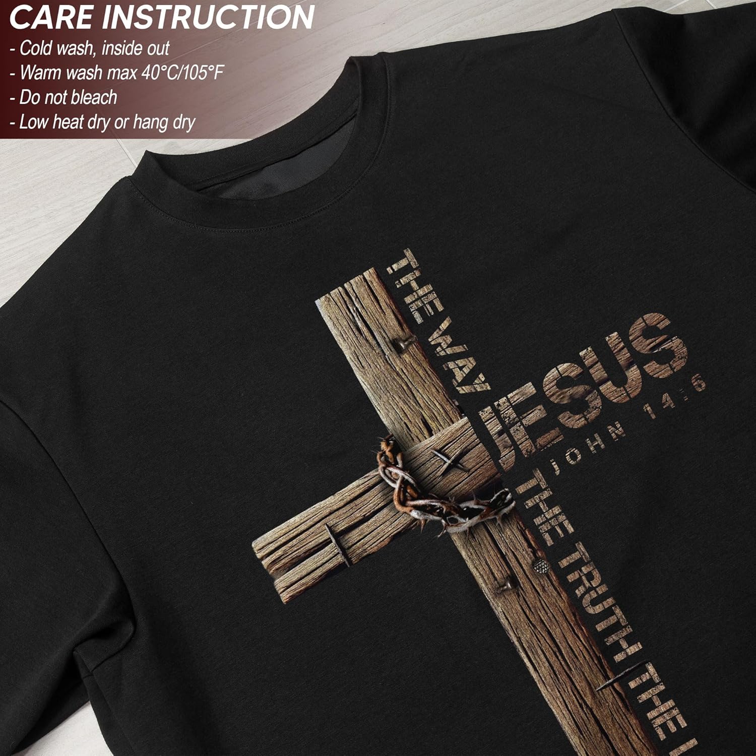 Jesus The Way The Truth The Life Shirt, Christian Shirts for Men, Cross Shirt, Bible Verse Tshirt, Faith Shirts for Men 1