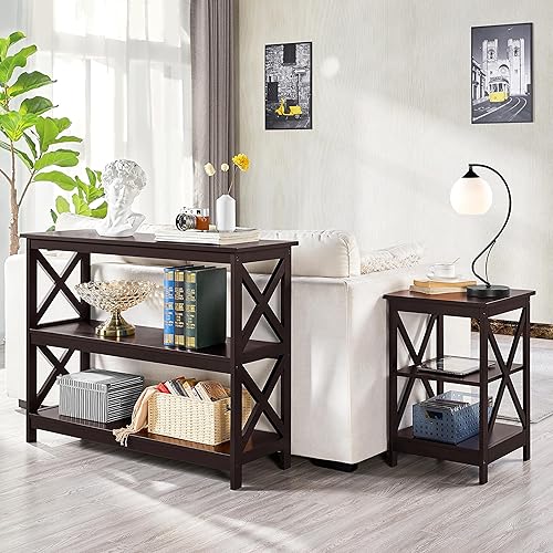 Miniatura 4 de Yaheetech Television Stands & Entertainment Centers with 3 Tier Storage Shelf TV Stand for Living Room, Espresso Espresso,Negro -,Gris,Blanco