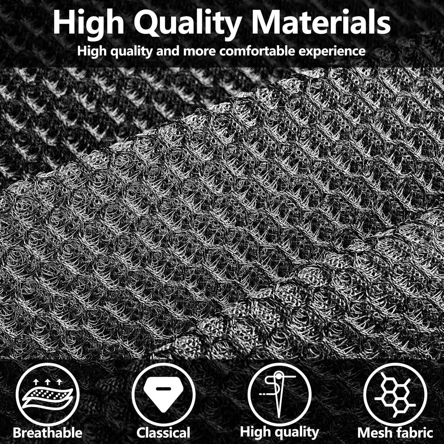 HChengkikz Seat Covers Full Set, Air Mesh and Faux Leather Car Seat Covers, Airbag Compatible Car Seat Cover, Universal Automotive Protection Comfort for Most Cars, Vans, Trucks, SUVs (Black)