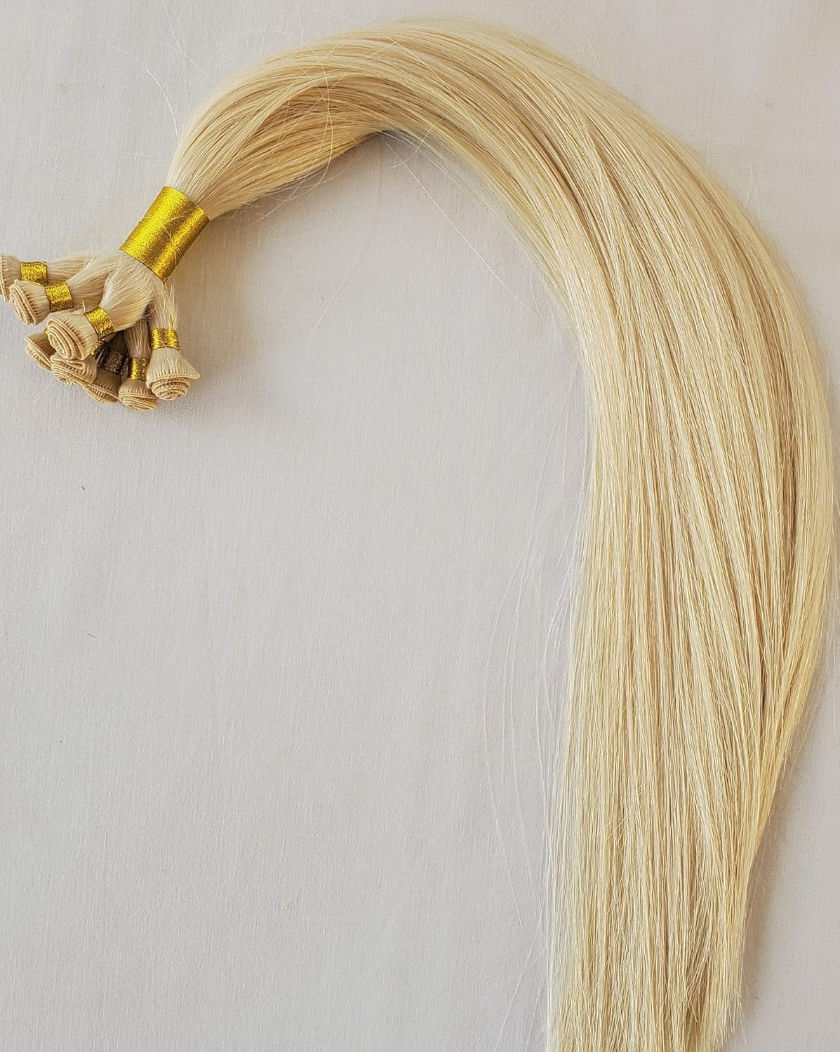 Hair Faux You 20" Hand-Tied Weft Hair, 8 Bundles, 100 grams, Soft Silky Straight,100% Human Remy Weft Hair Extensions #60 White Blonde