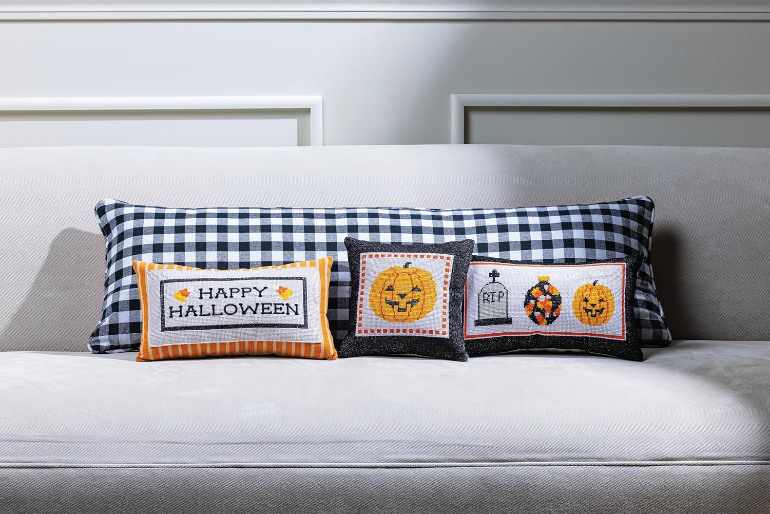Mud Pie Halloween Happy Halloween Embroidered Pillow