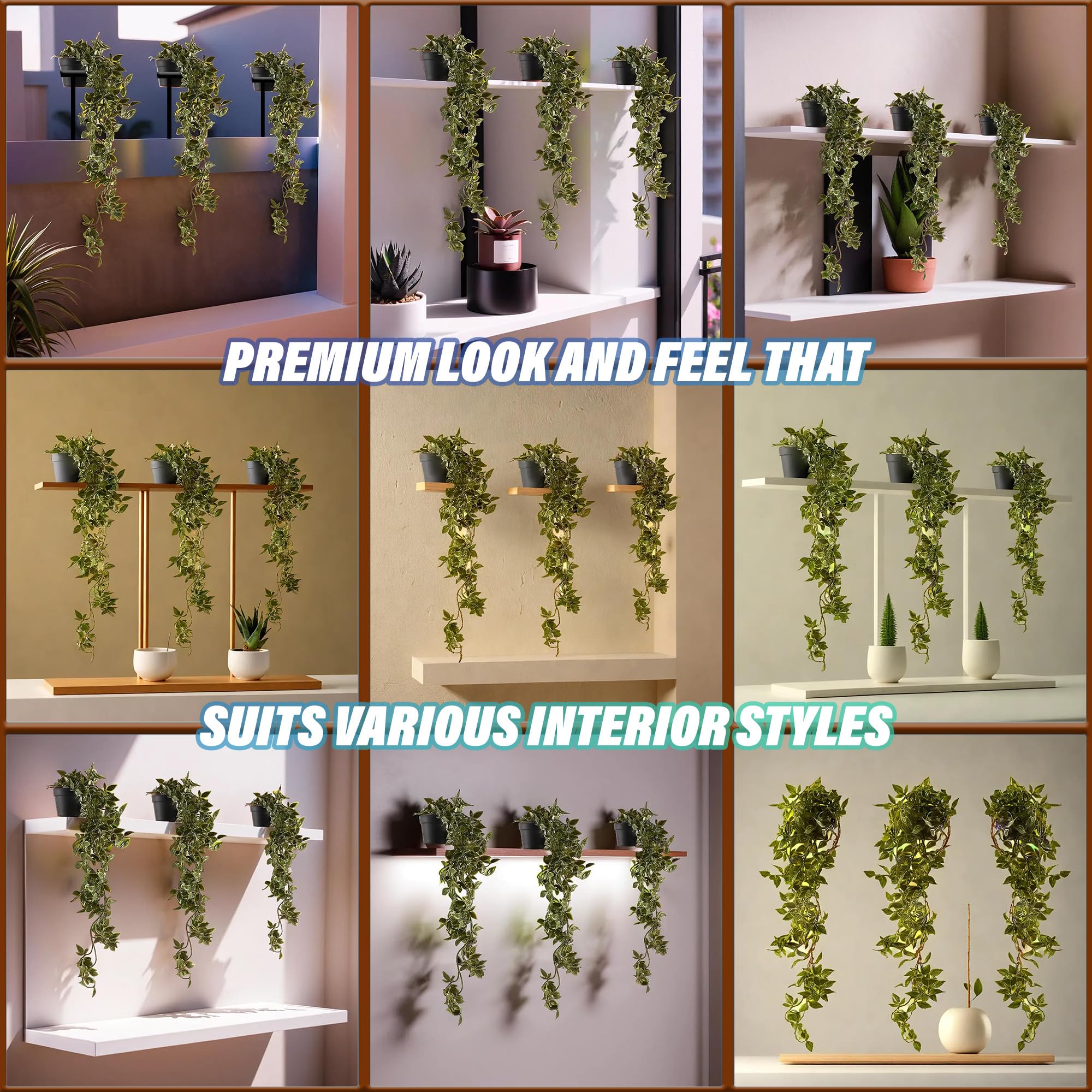 Heart Home Artificial Vine;Pine;Fern;Ivy Plants with Pot Natural Look & Plastic Material Easy Home Décor with Small Size Pot Size 27 X 75 X 7 Cm, Pack of 1 (Green) 2