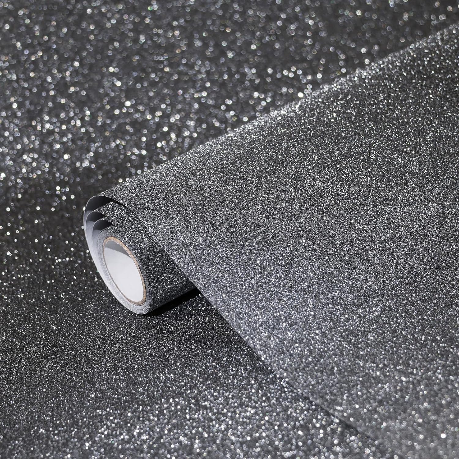 SOON AFTER Grey Glitter Contact Paper 17.3"×480" Self Adhesive Sparkly Gray Peel and Stick Wallpaper Bling Flash Wallpaper for Cabinet DIY Decoration Gray 17.3" x 480"