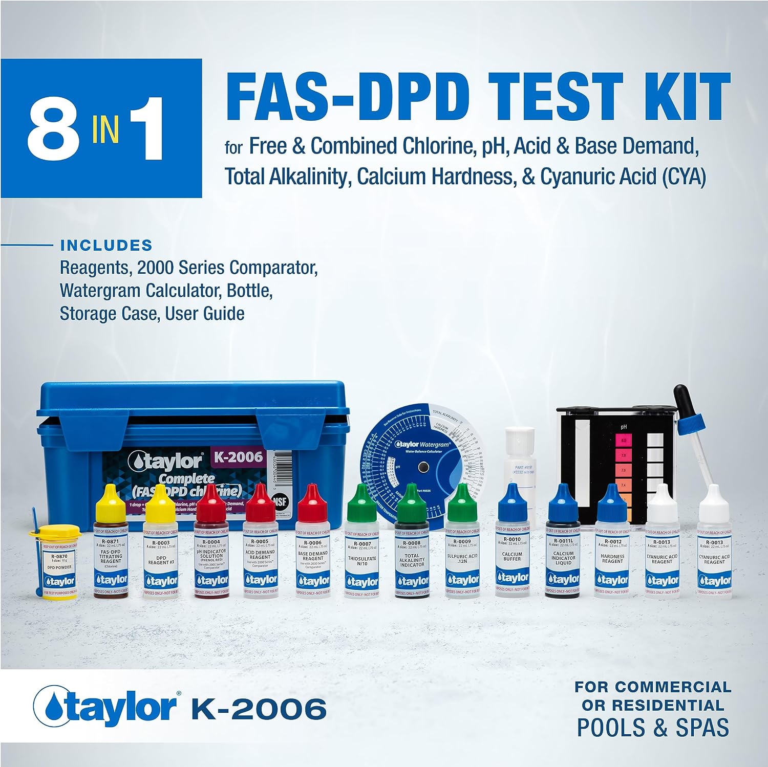TAYLOR TECHNOLOGIES INC K-2006 TEST KIT COMP CHLORINE FAS-DPD