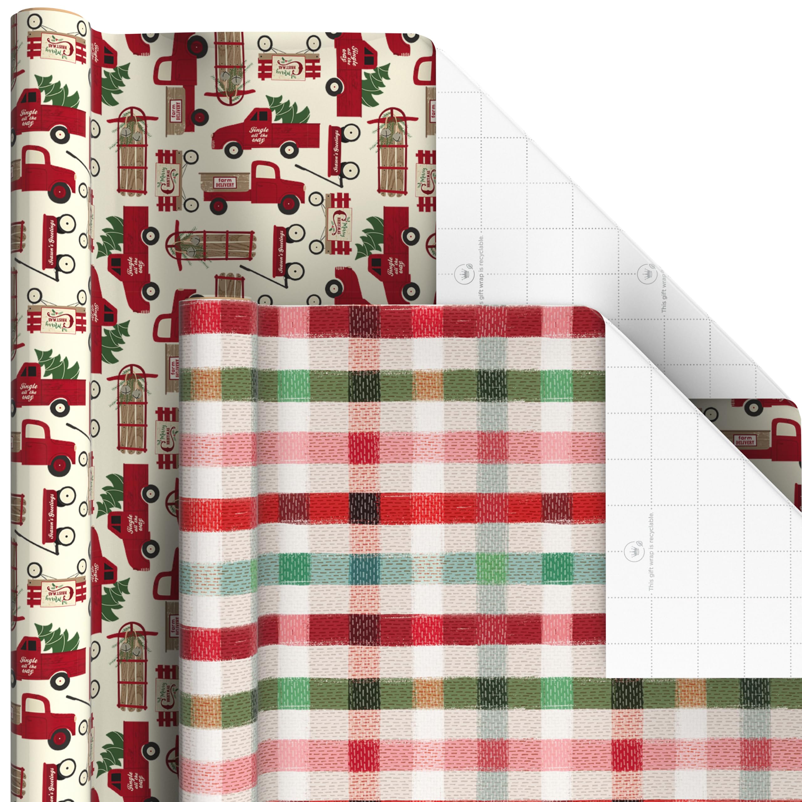 Hallmark Geschenkpapier-Set für Weihnachtsfeiertage mit Schnittlinien