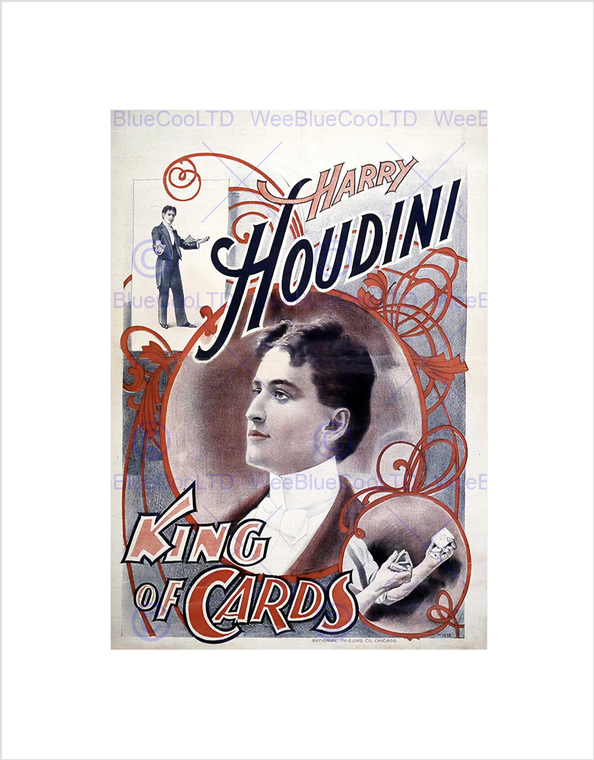 Wee Blue Coo Harry Houdini The Magician King Of Cards Vintage Advert Wall Art Print