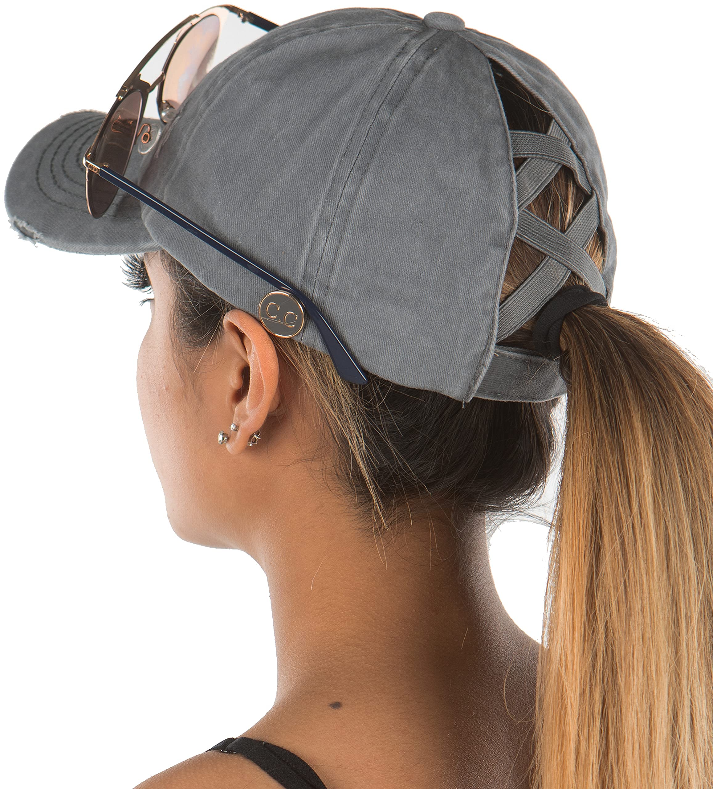 Funky Junque Messy Bun Baseball Cap - Women's Ponytail Hat with Criss Cross Design - Value Packs, Solid Colors, Camo Patterns