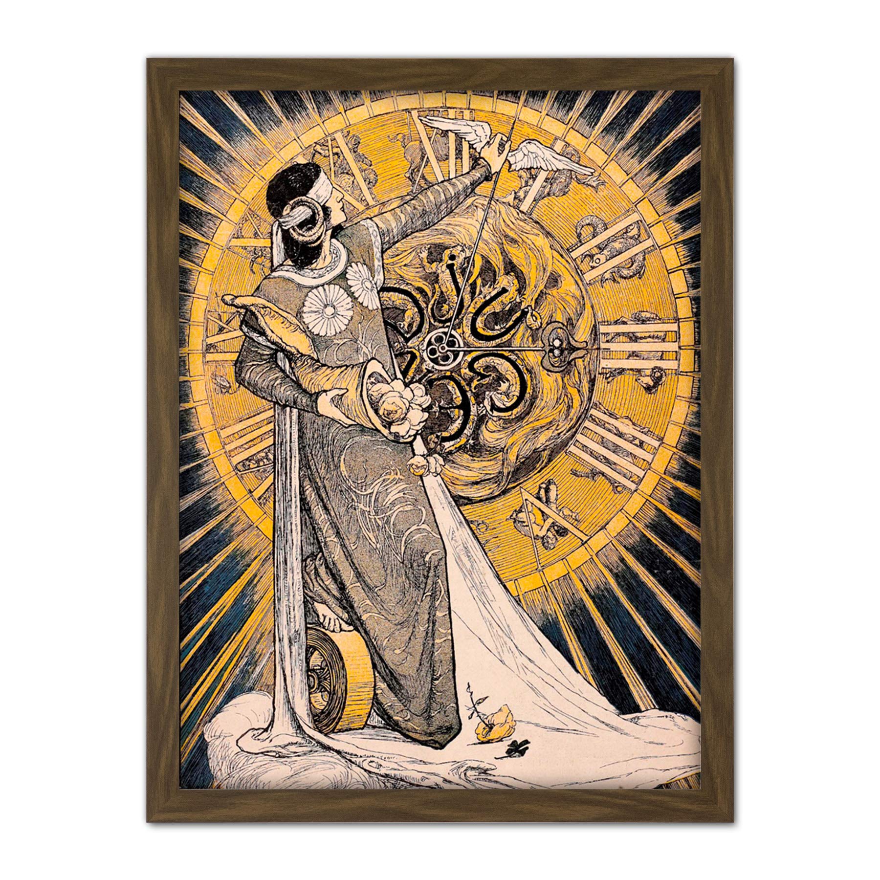 Wee Blue Coo Magazine Cover Jugend Clock Nouveau Artwork Framed Wall Art Print 18X24 Inch